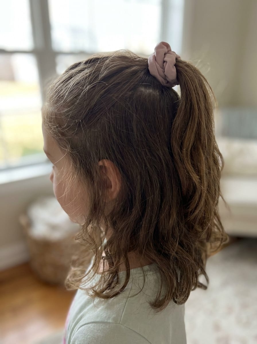 Halber Zopf mit Scrunchie - Schulfrisur für Mädchen